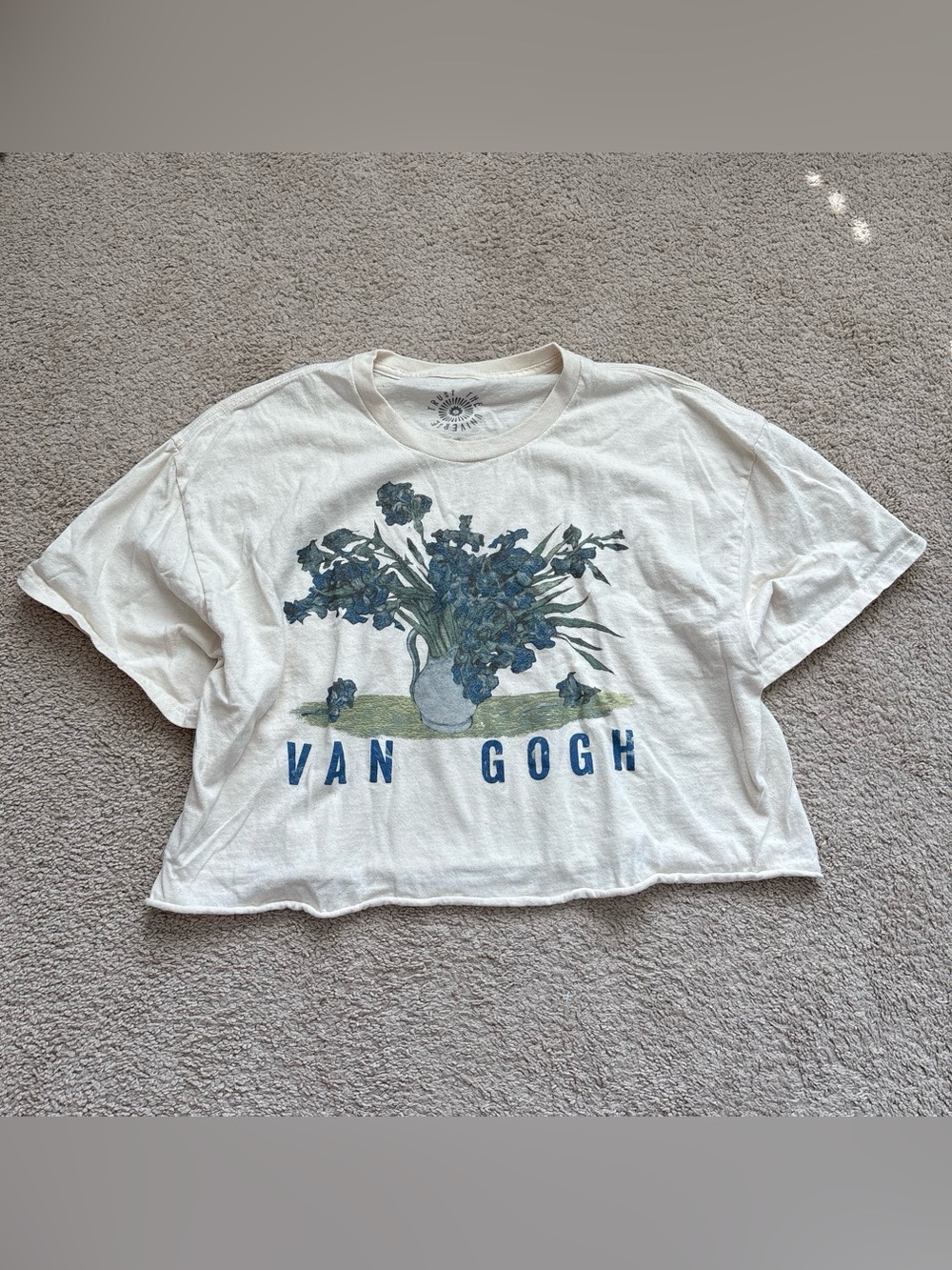 Van Gogh Blue Floral Graphic Crop Tee - Unbranded